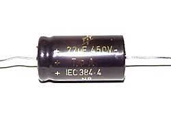 22 µF high voltage electrolytic capacitor 