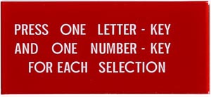 Instruktionsglas "Press One Letter-Key ..." 