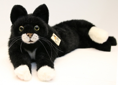 Schwarze liegende Katze "Mohrle" 