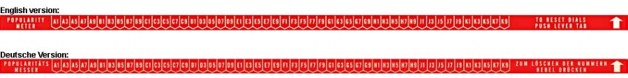 Pop. meter letter and number strip, red 