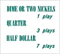 Pricing card  "DIME OR TWO NICKELS ...", turquoise 